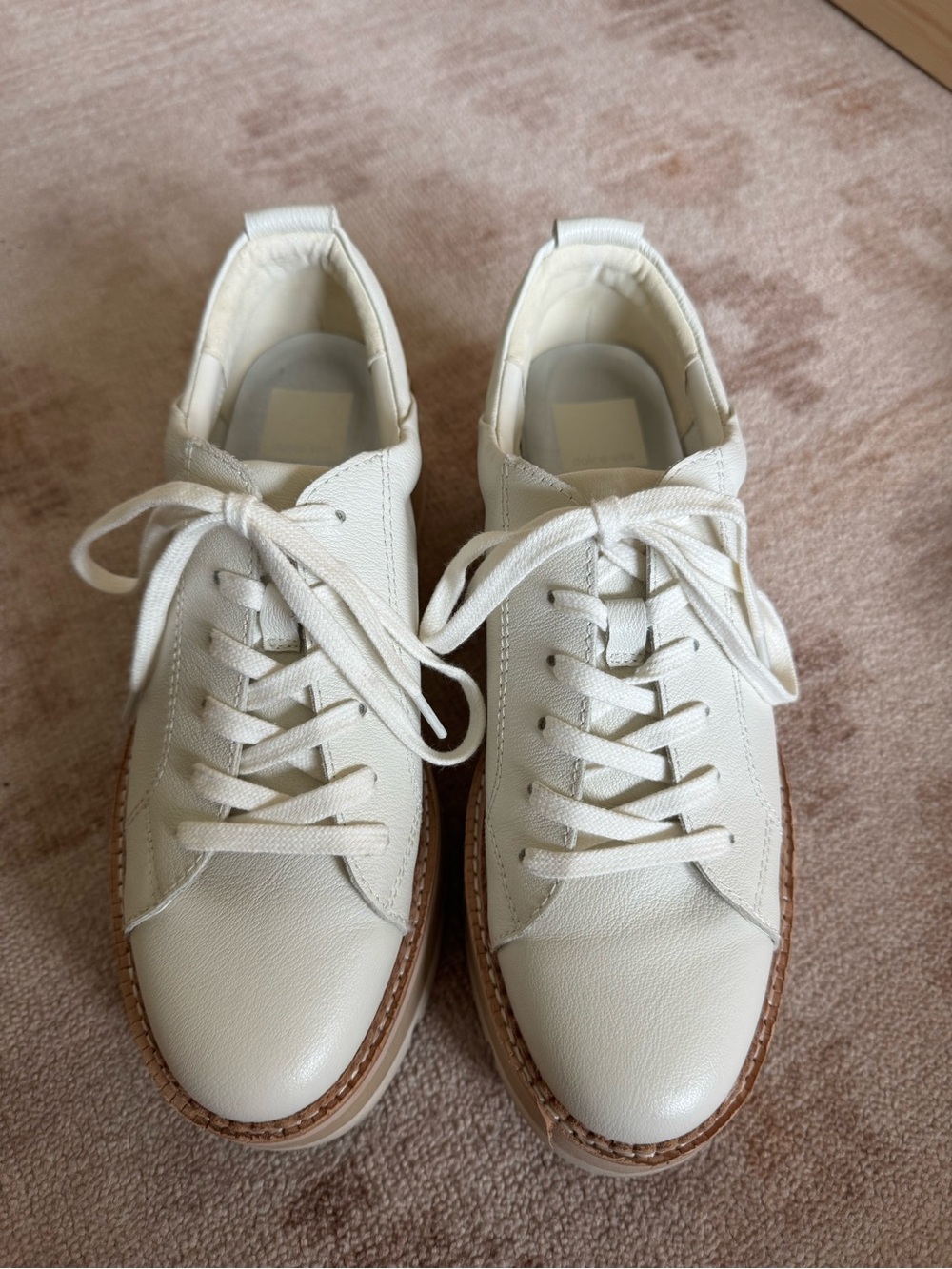 Dolce Vita Cream Leather Platform Sneakers